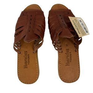 Huaraches NWT Bearpaw 8 Brown Leather Slides Slippers Sandals Shoes Womens